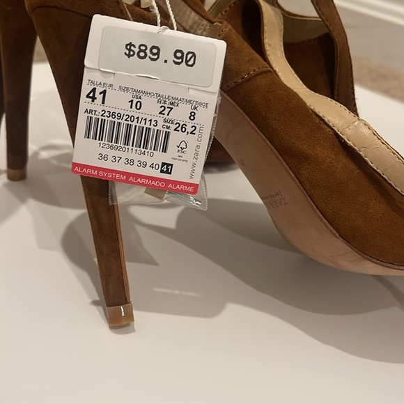 Zara Brown Suede Strappy Sandals NWT US 10 - Picture 7 of 10